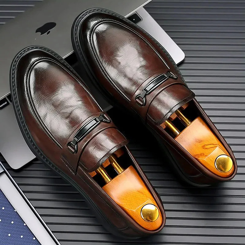 Aidase Luxury Brand Leather Men Shoes for Wedding Formal Oxfords Business Casual Office Work Shoes Men Classic Men's Pointy Dress Shoes