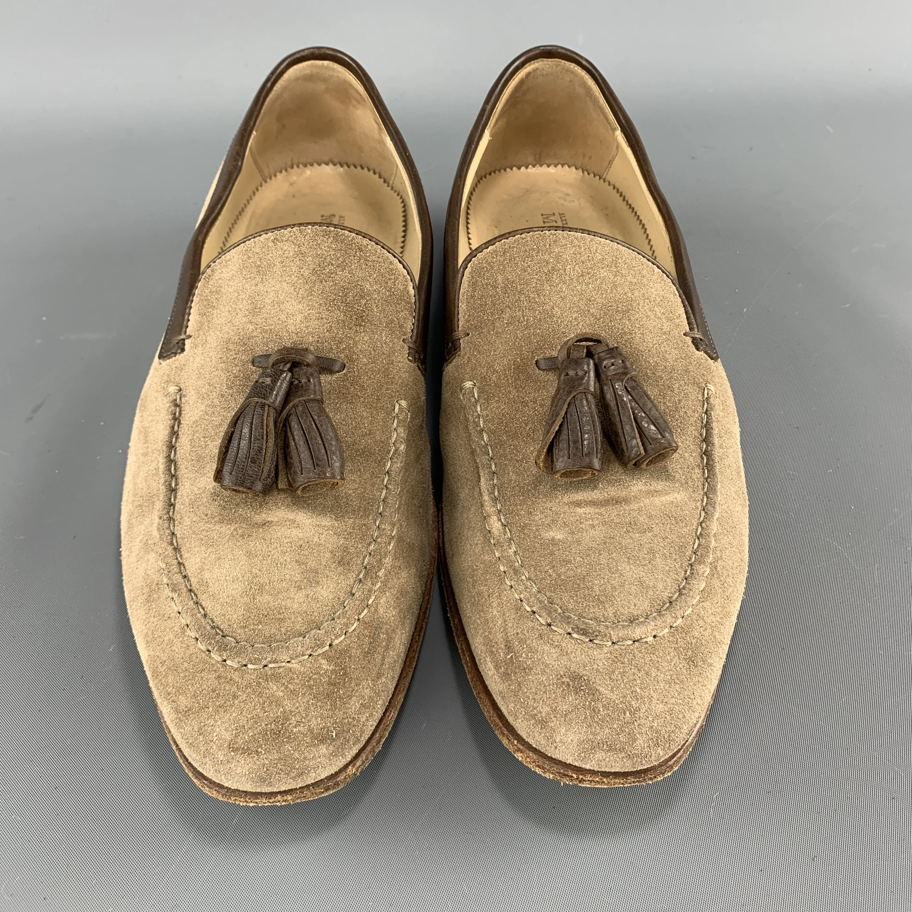 ALEXANDER MCQUEEN Size 9 Tan Suede Slip On Brown Tassel  Loafers