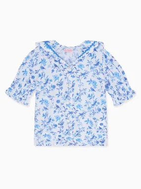 Blue Bird Floral Georgina Girl Shirt
