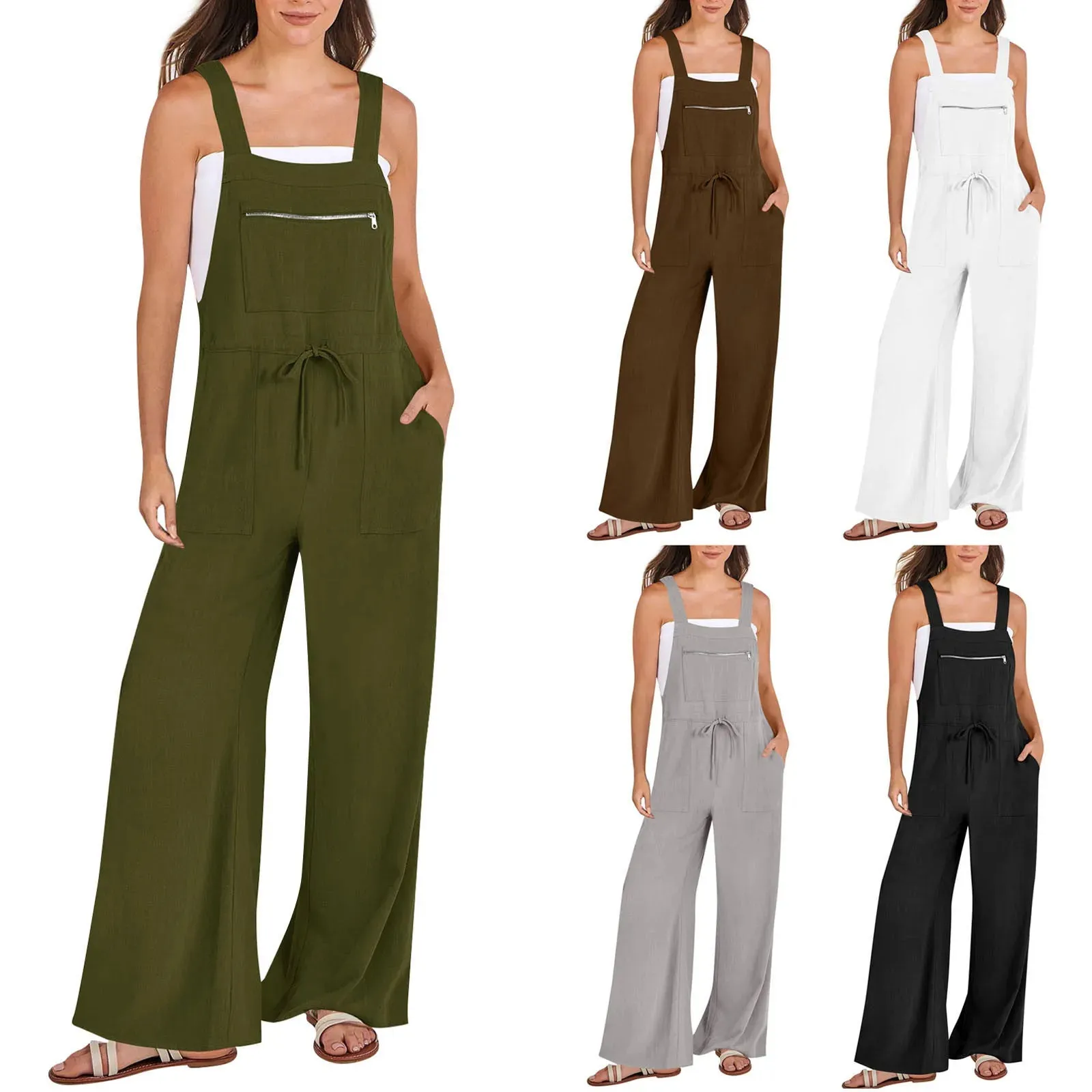 Boho Wide Leg Jumpsuit –Romper with Pockets