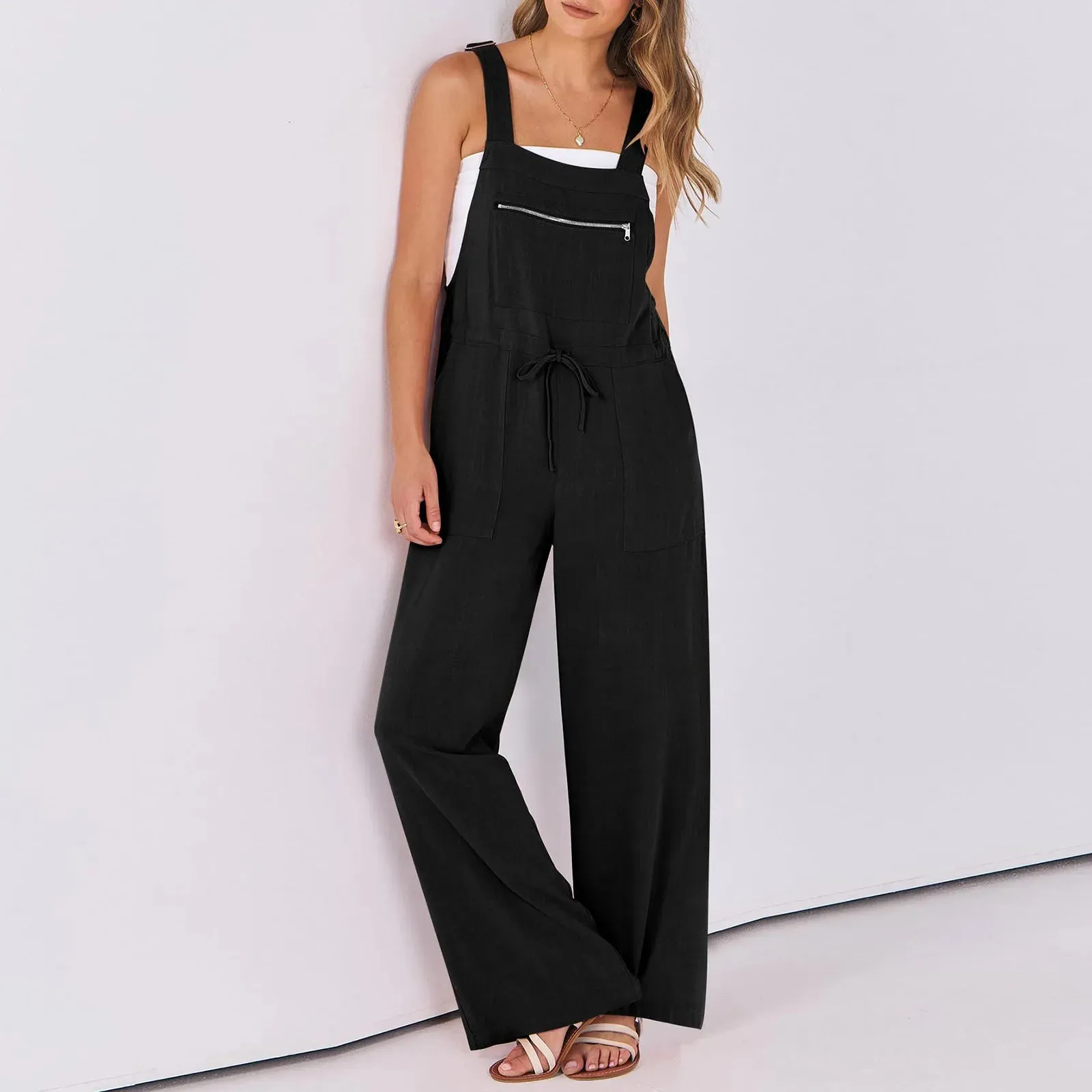 Boho Wide Leg Jumpsuit –Romper with Pockets