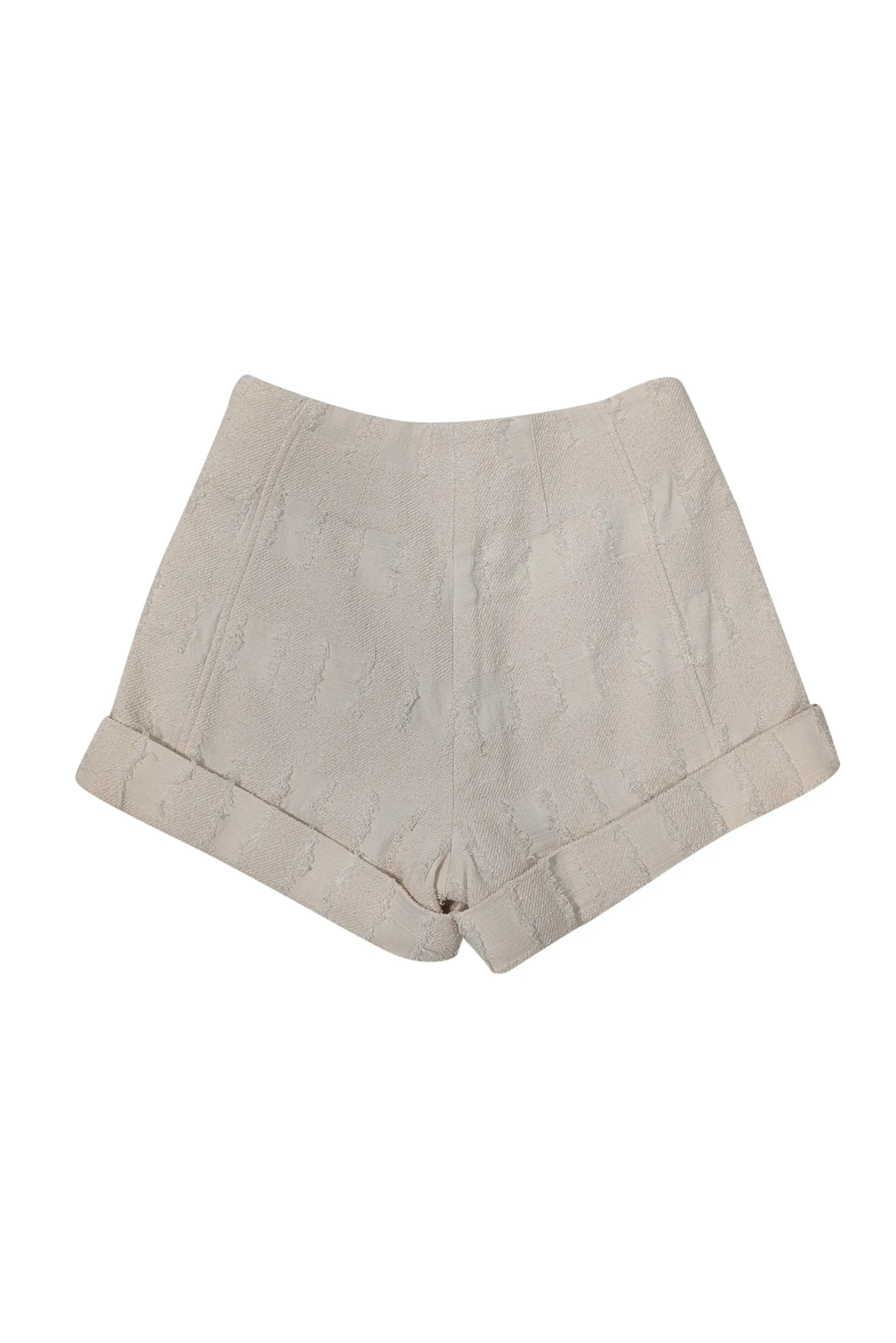 Cult Gaia - Cream Eyelash Jacquard Textured Shorts Sz 0