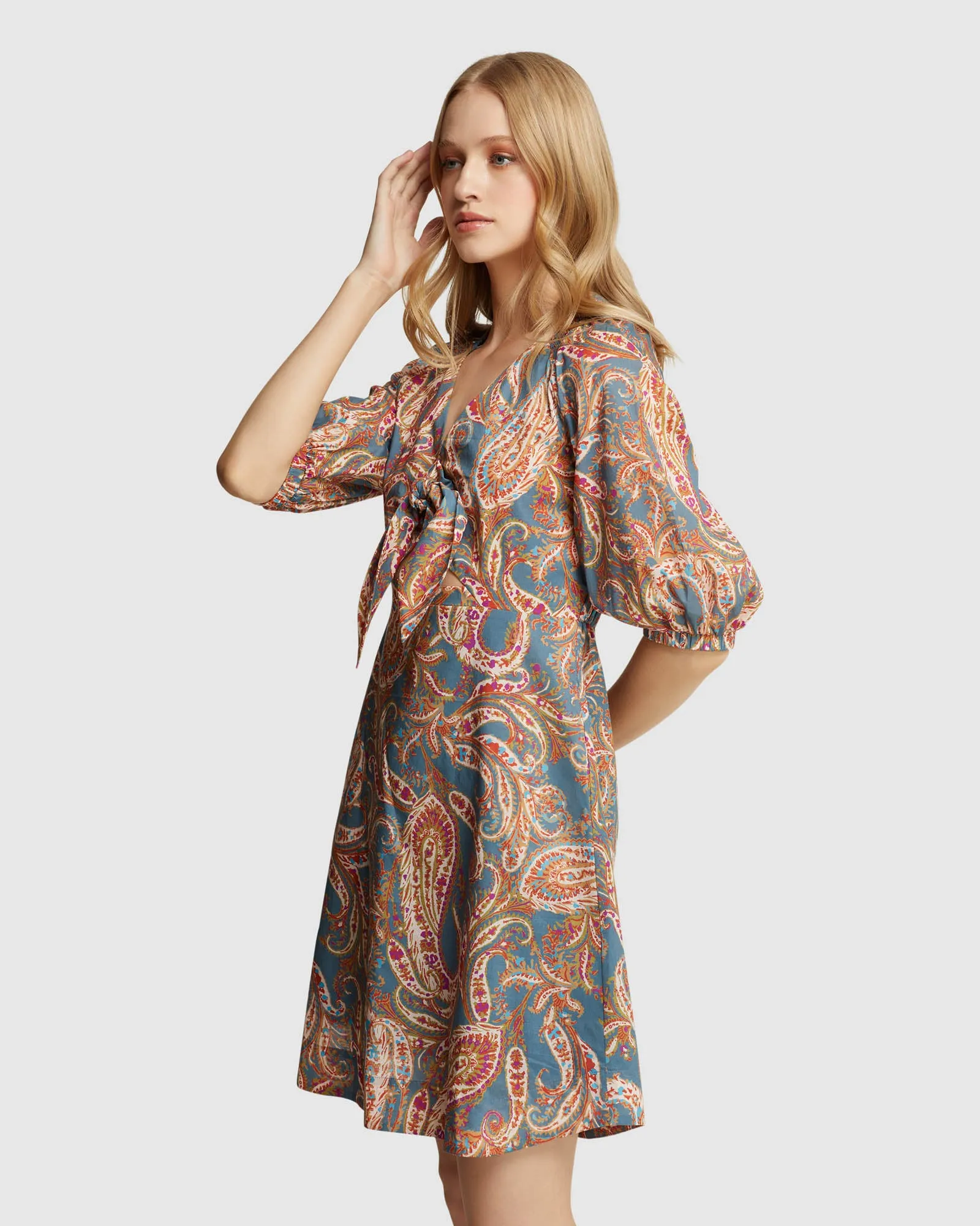 Dena Cotton Paisley Print Dress