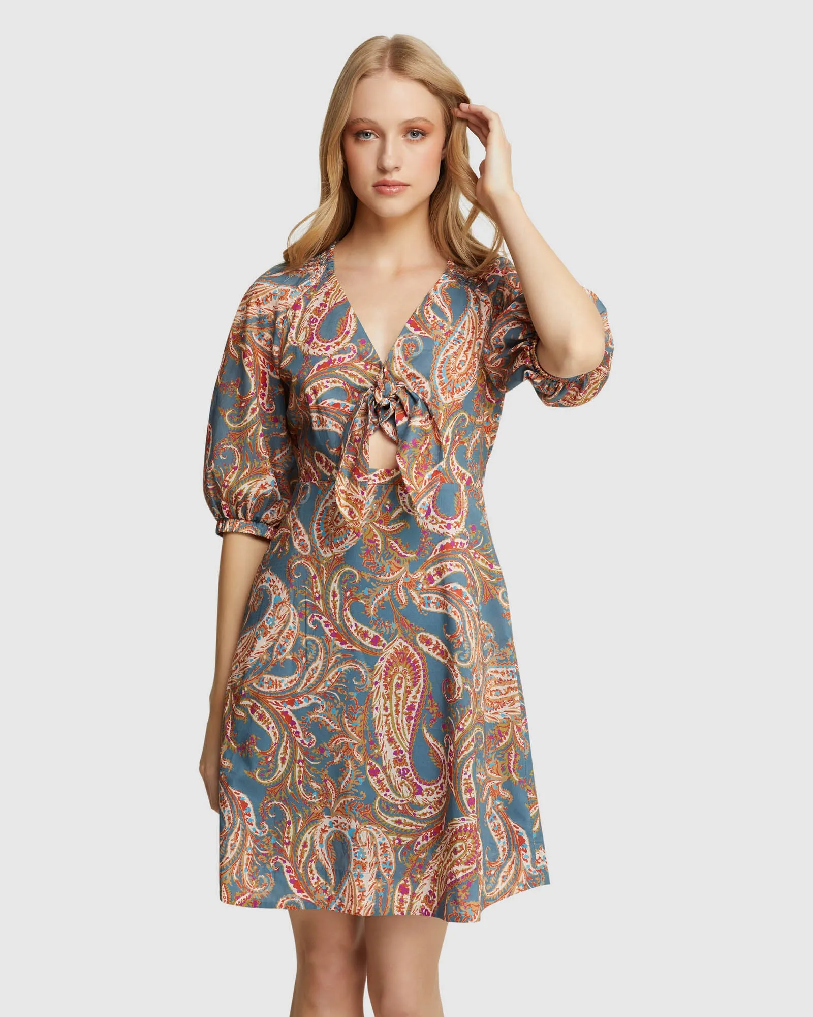 Dena Cotton Paisley Print Dress