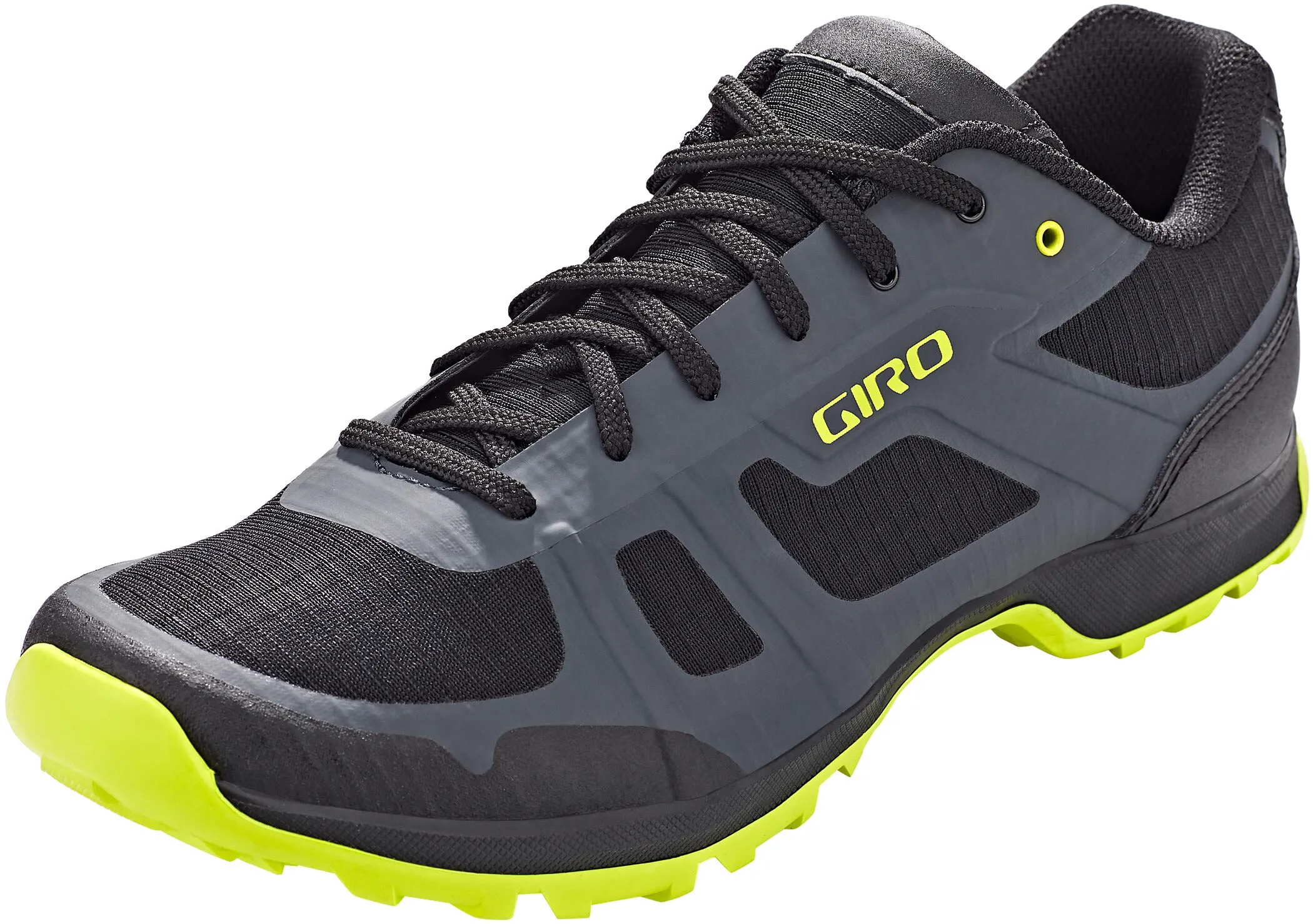 Giro Gauge Men Clipless Mountain Bike Shoes - Dark Shadow/Citrine Green, 48