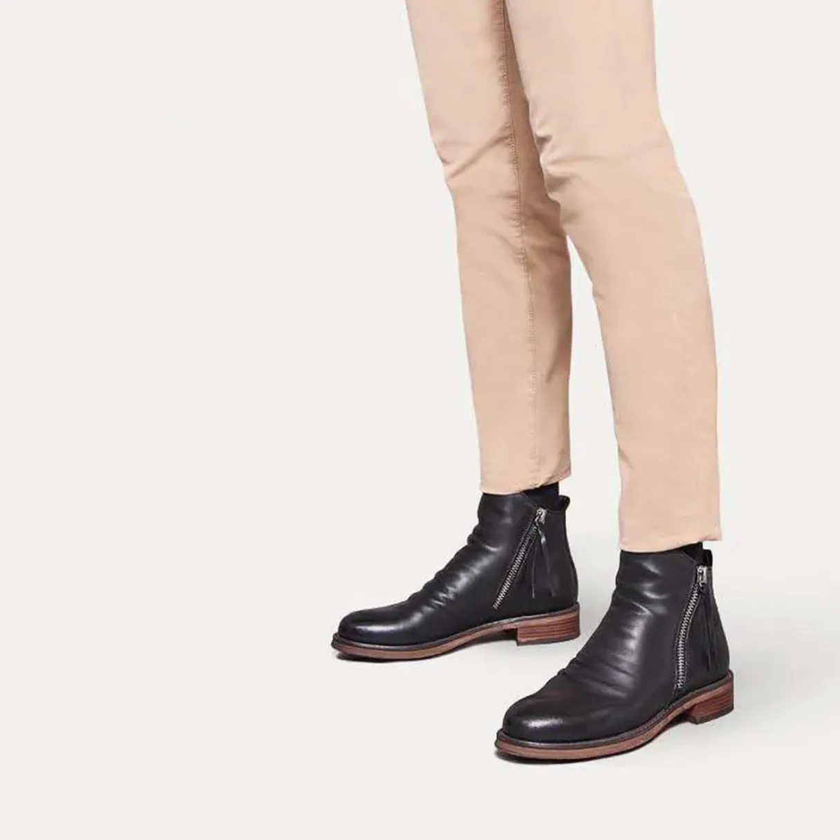LuxeMax - Heren Enkelboots van Echt Leer met Rits en Lage Hak, Stijlvolle Schoenen
