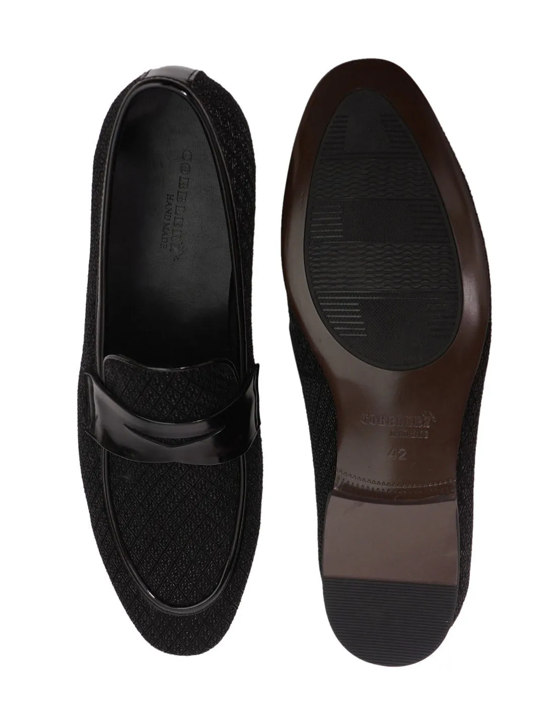 Men Black Printed Loafers