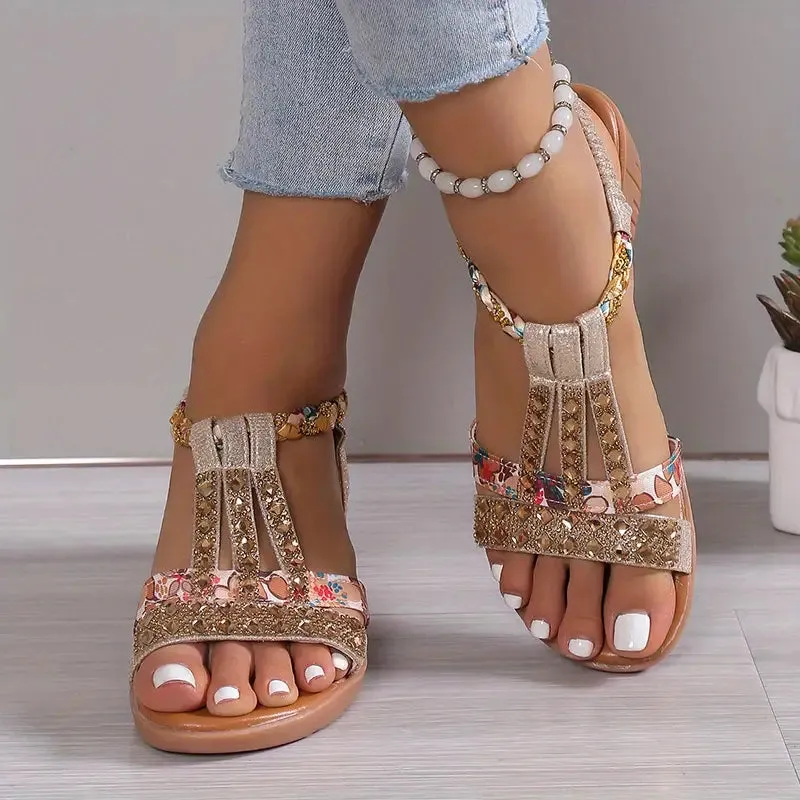 Nille - Boho glam strass gevlochten sleehakken