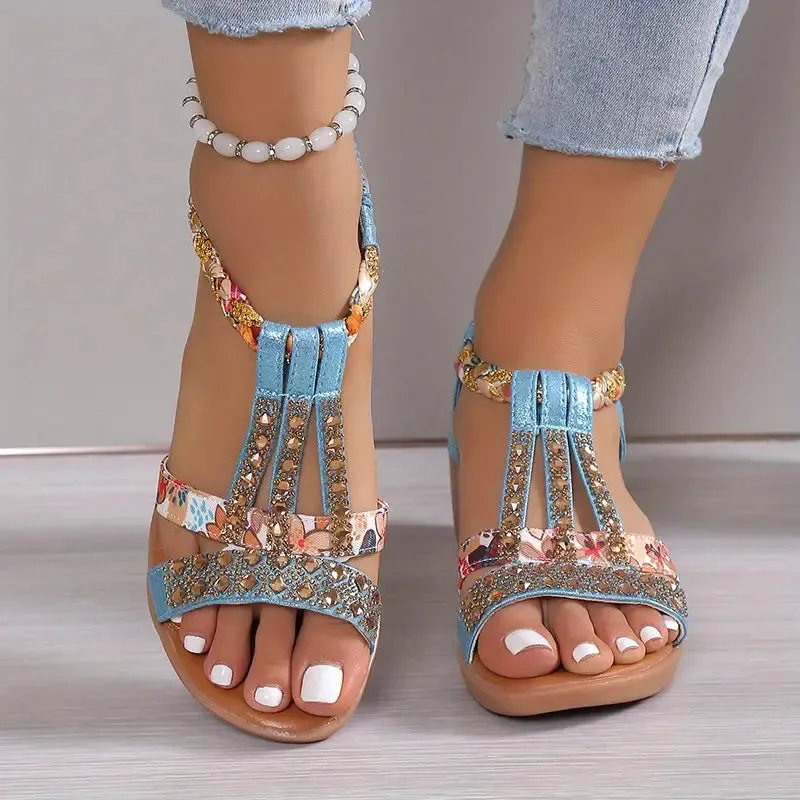 Nille - Boho glam strass gevlochten sleehakken