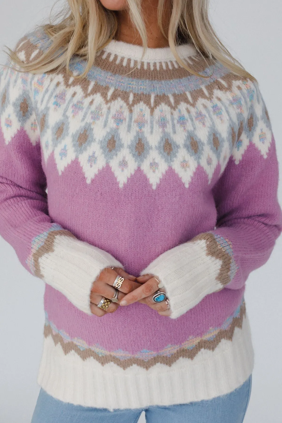 Nordic Charm Sweater - Rose