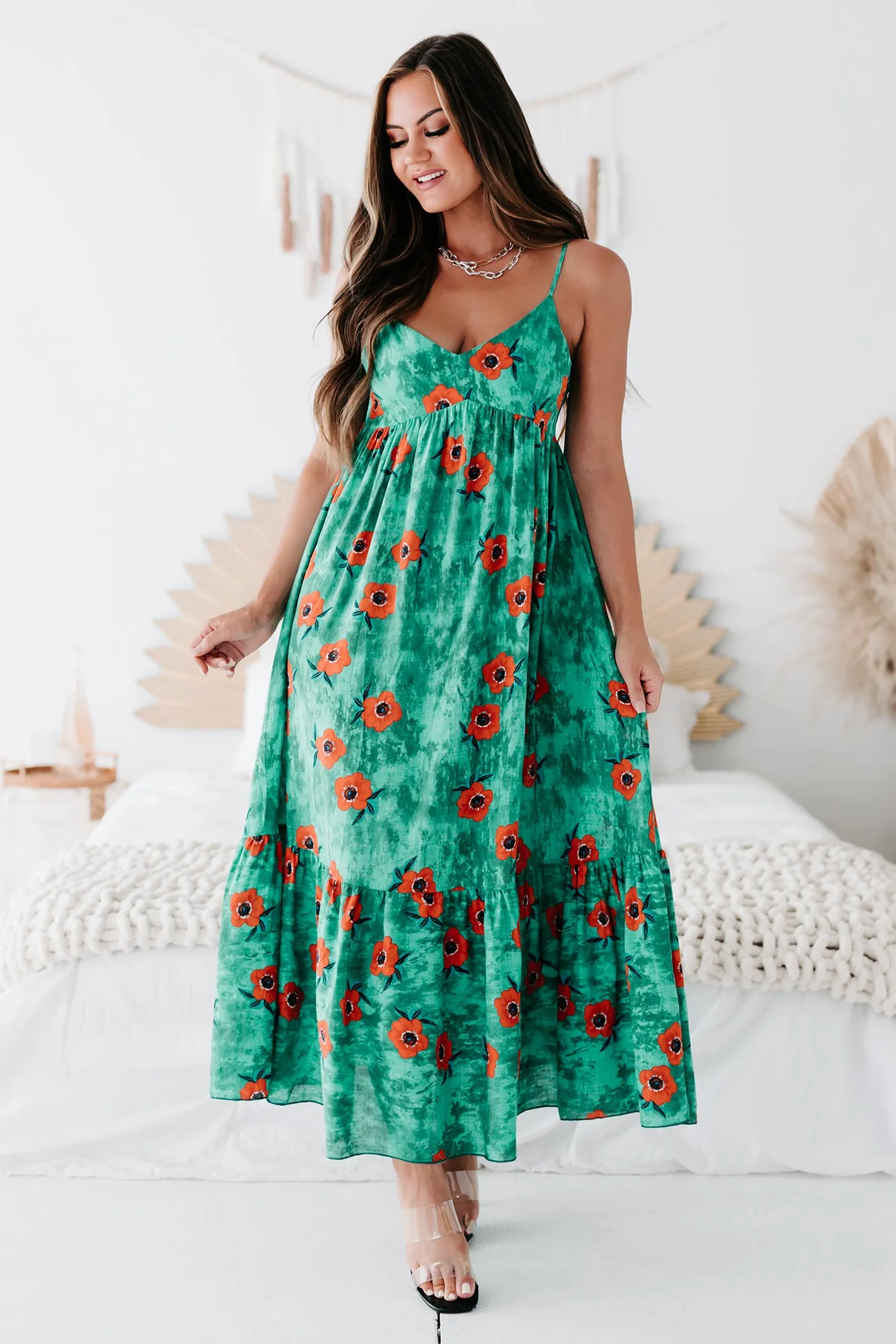 Some Kind Of Wonderful Floral Maxi Dress (Kelly Green)