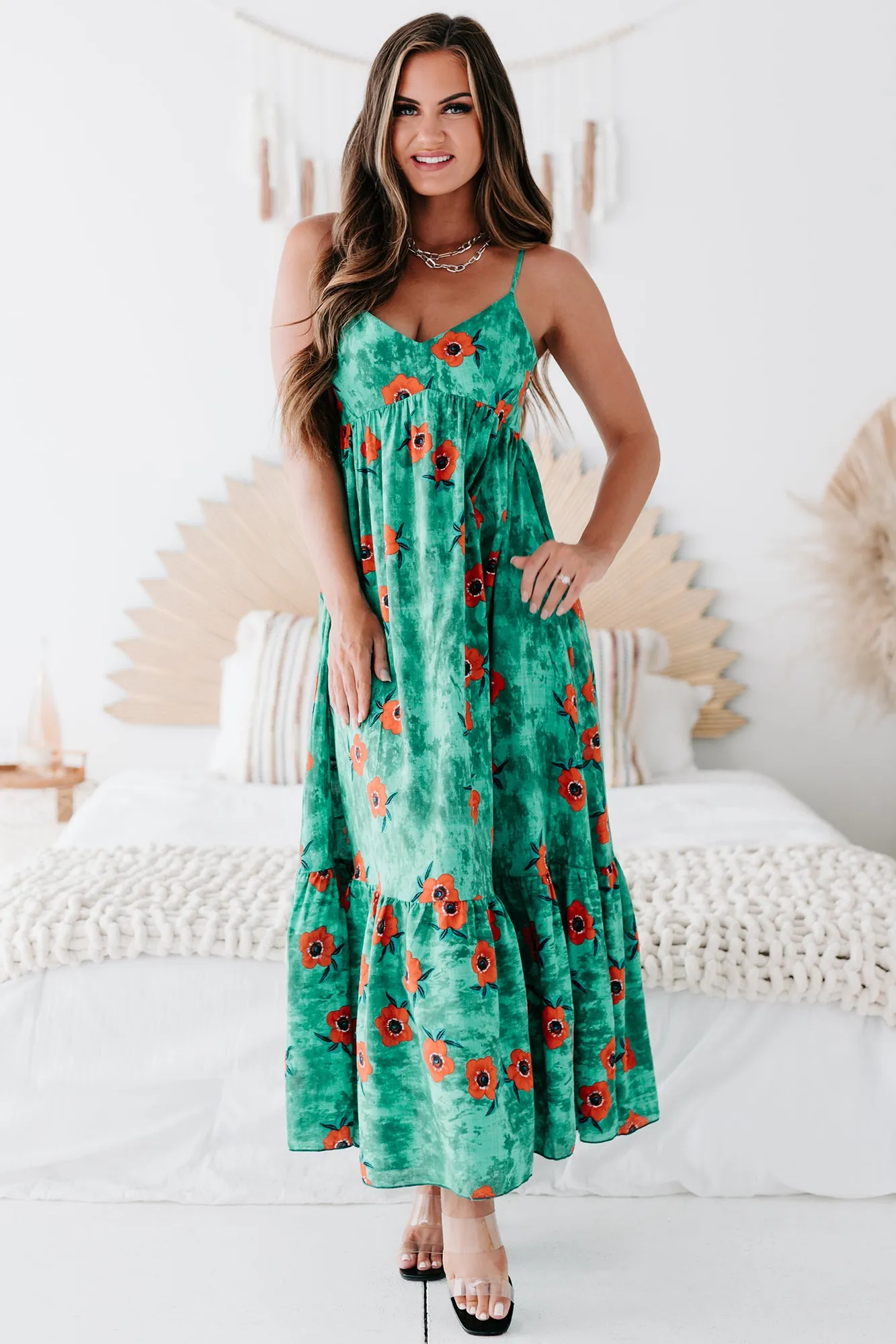 Some Kind Of Wonderful Floral Maxi Dress (Kelly Green)