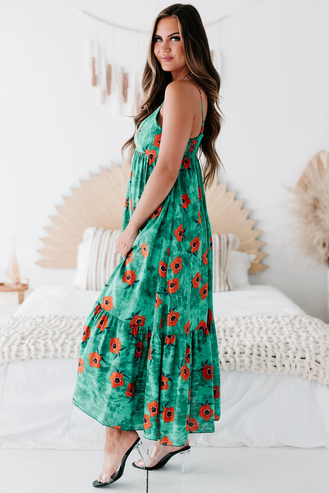 Some Kind Of Wonderful Floral Maxi Dress (Kelly Green)