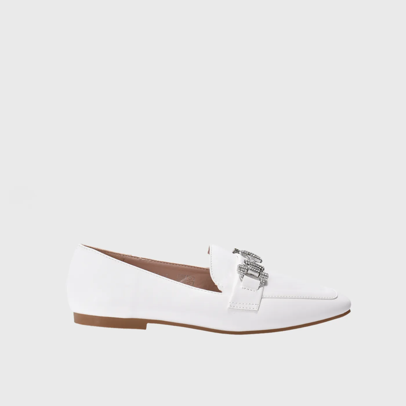 Sqaured Toecap Slip-On Loafers White