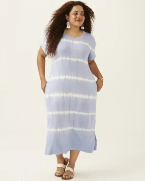 Stephanie Crew Neck Tie Dye Midi Dress | Lilac / Ivory