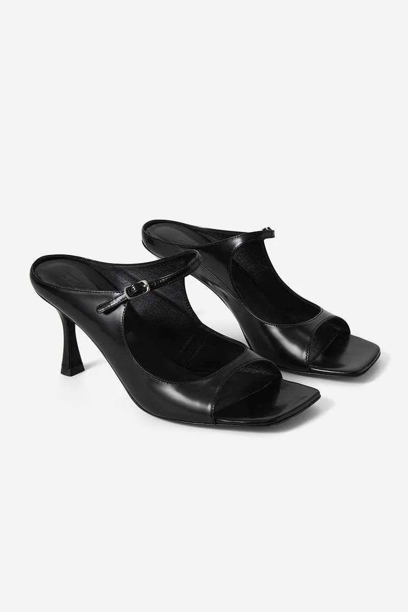 Strappy leather mules