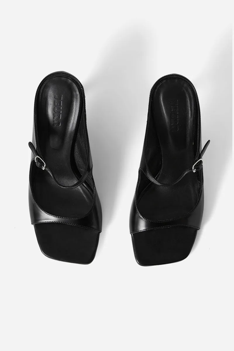 Strappy leather mules