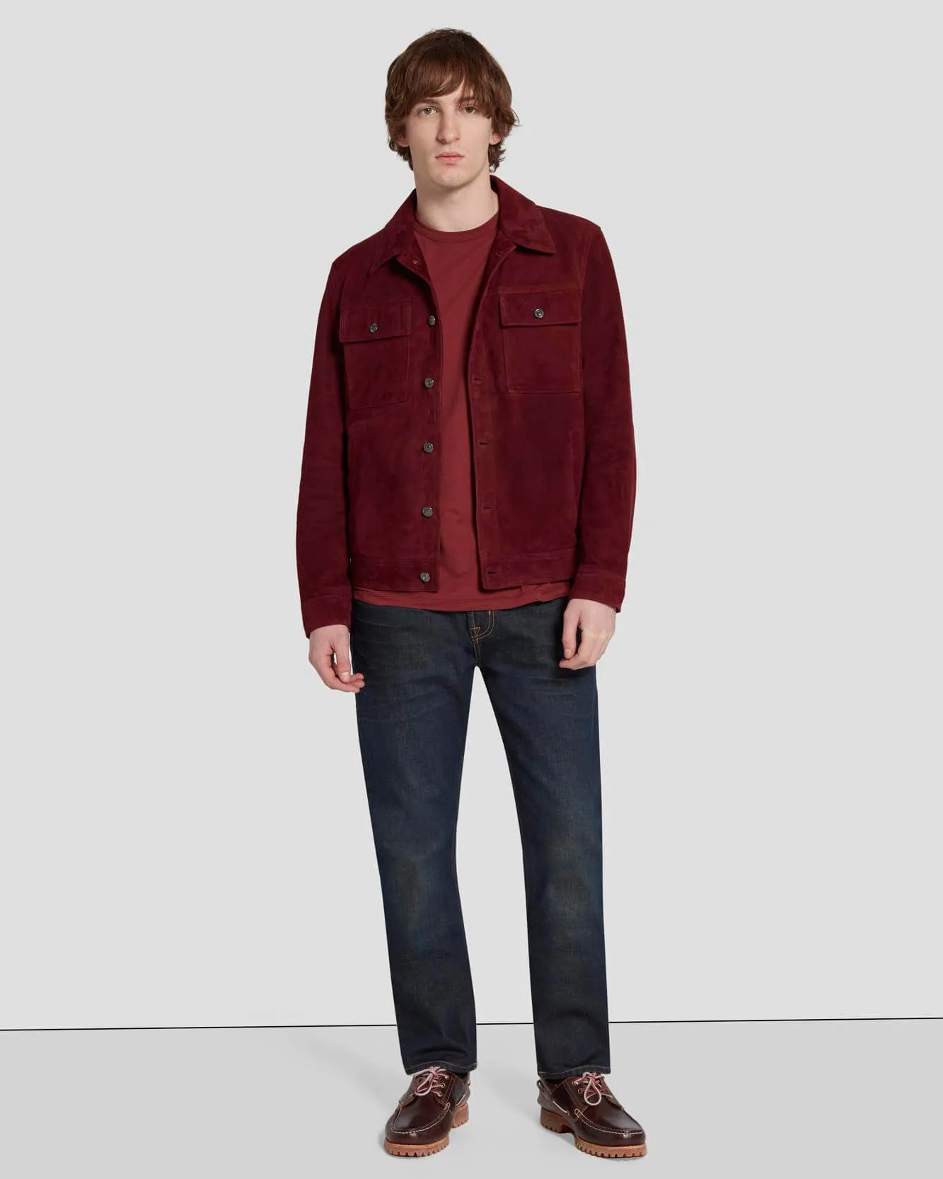 Suede Western Jacket in Burgundy