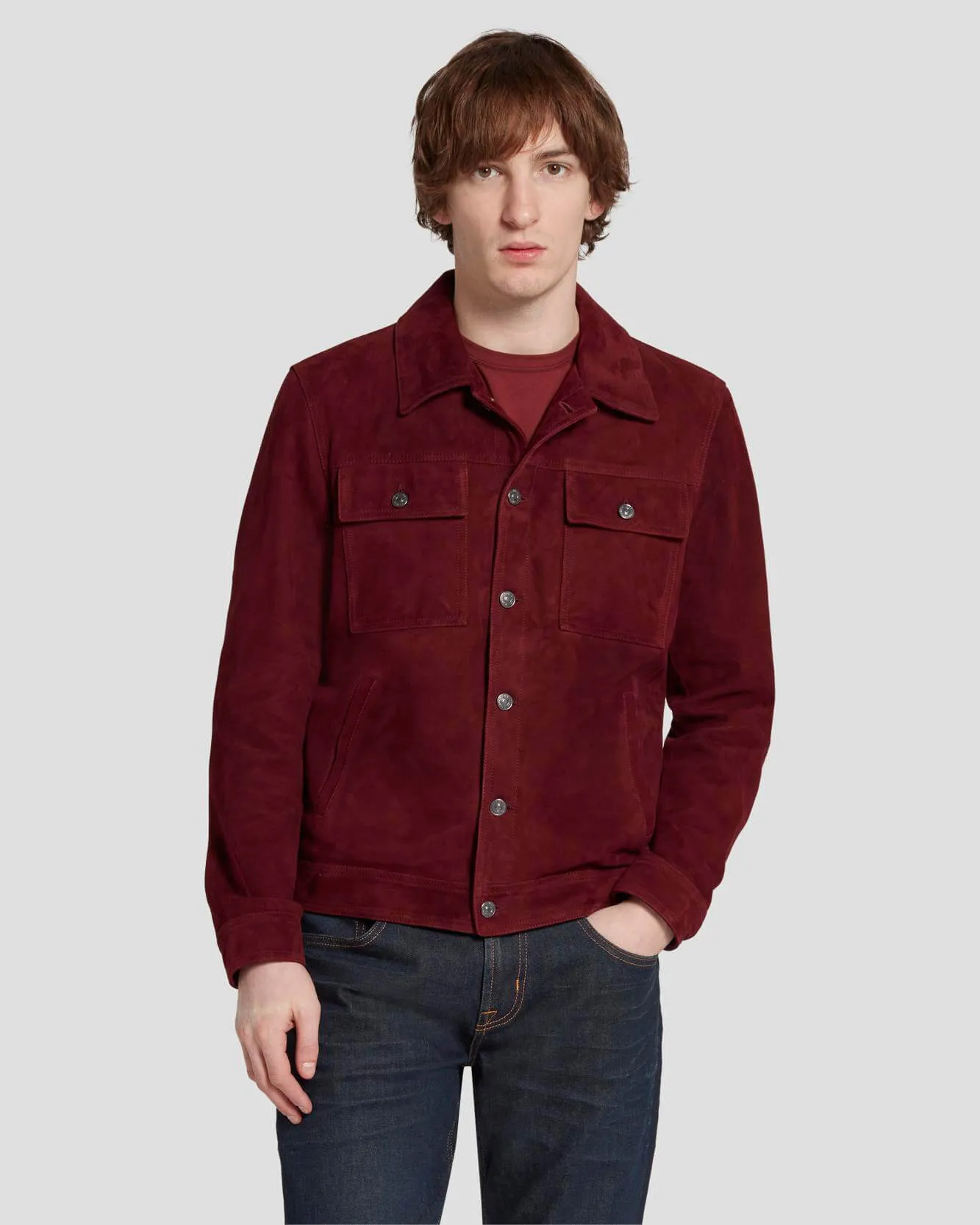 Suede Western Jacket in Burgundy