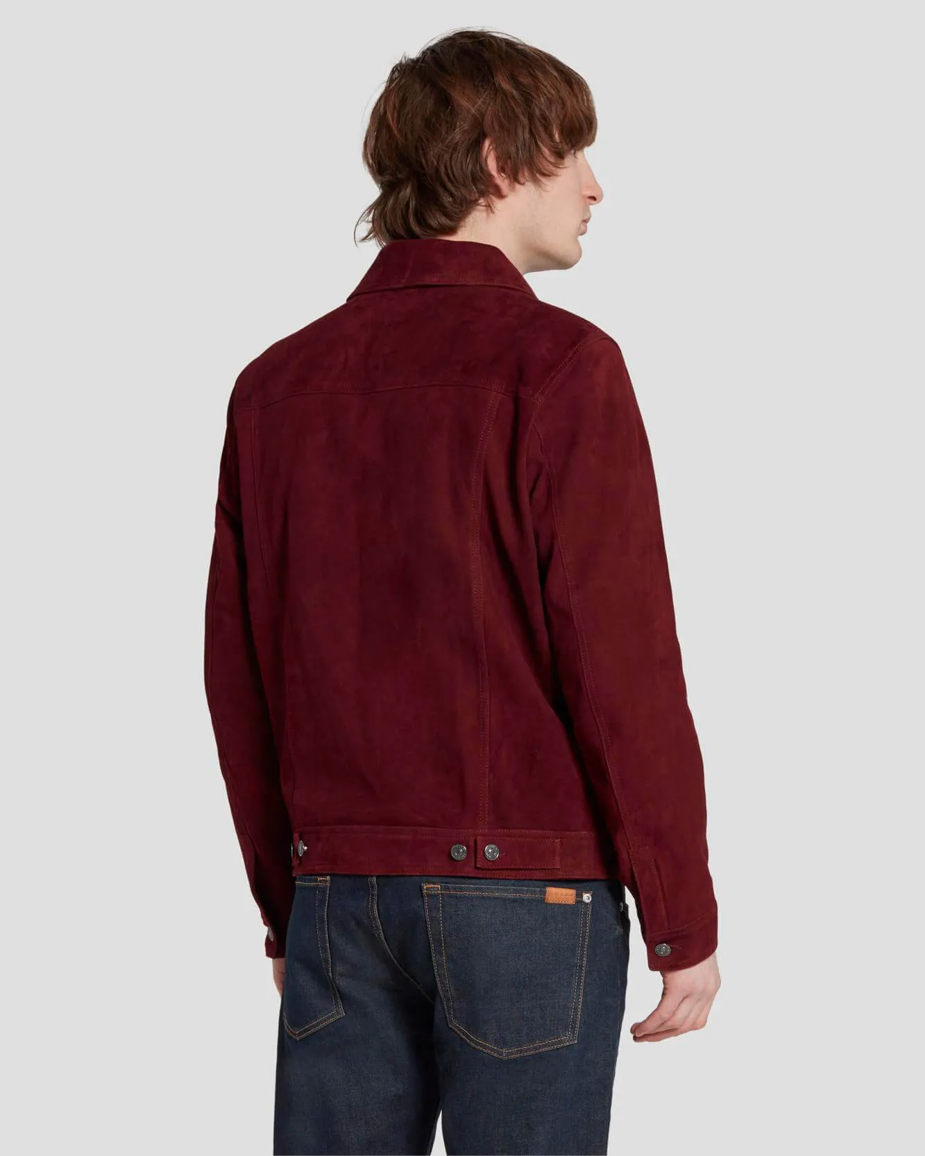 Suede Western Jacket in Burgundy