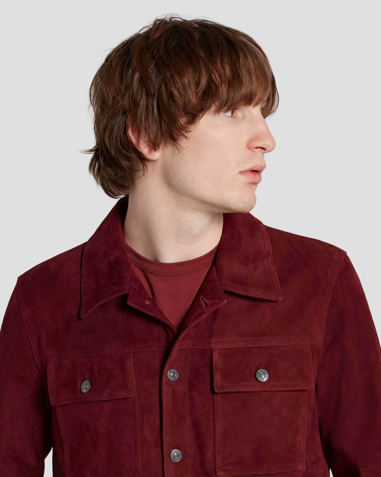 Suede Western Jacket in Burgundy