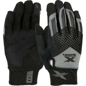 West Chester 89303GY/S ToughX Suede Palm with Gray Fabric Back and Touchscreen Index Finger - TPR Knuckle Guard