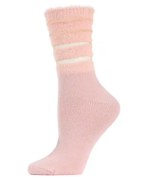 Women's Luxe Shimmer Sheer Stripe Plush Fuzzy Crew Socks