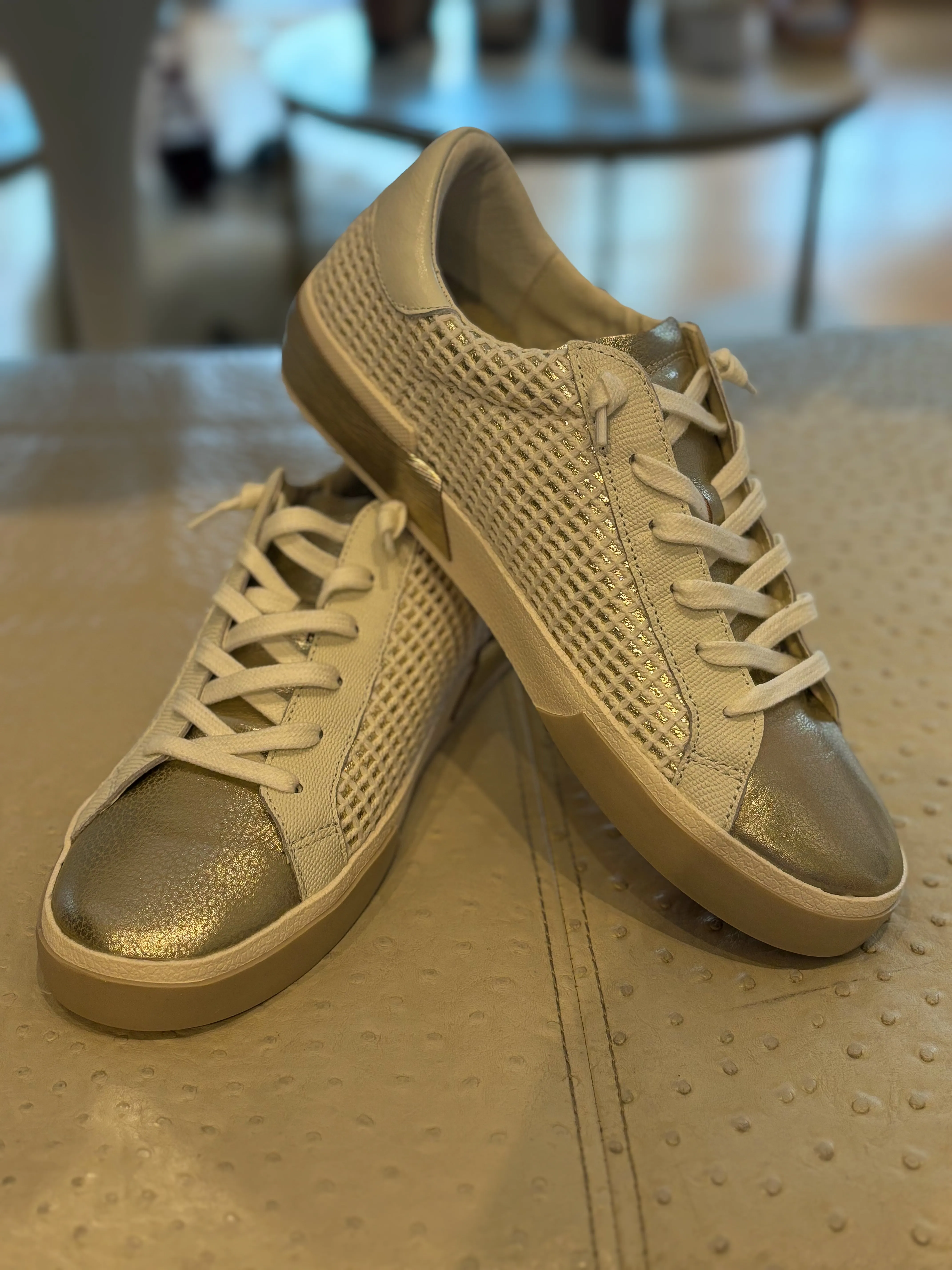 Zina Sneakers - Bone/Gold Woven
