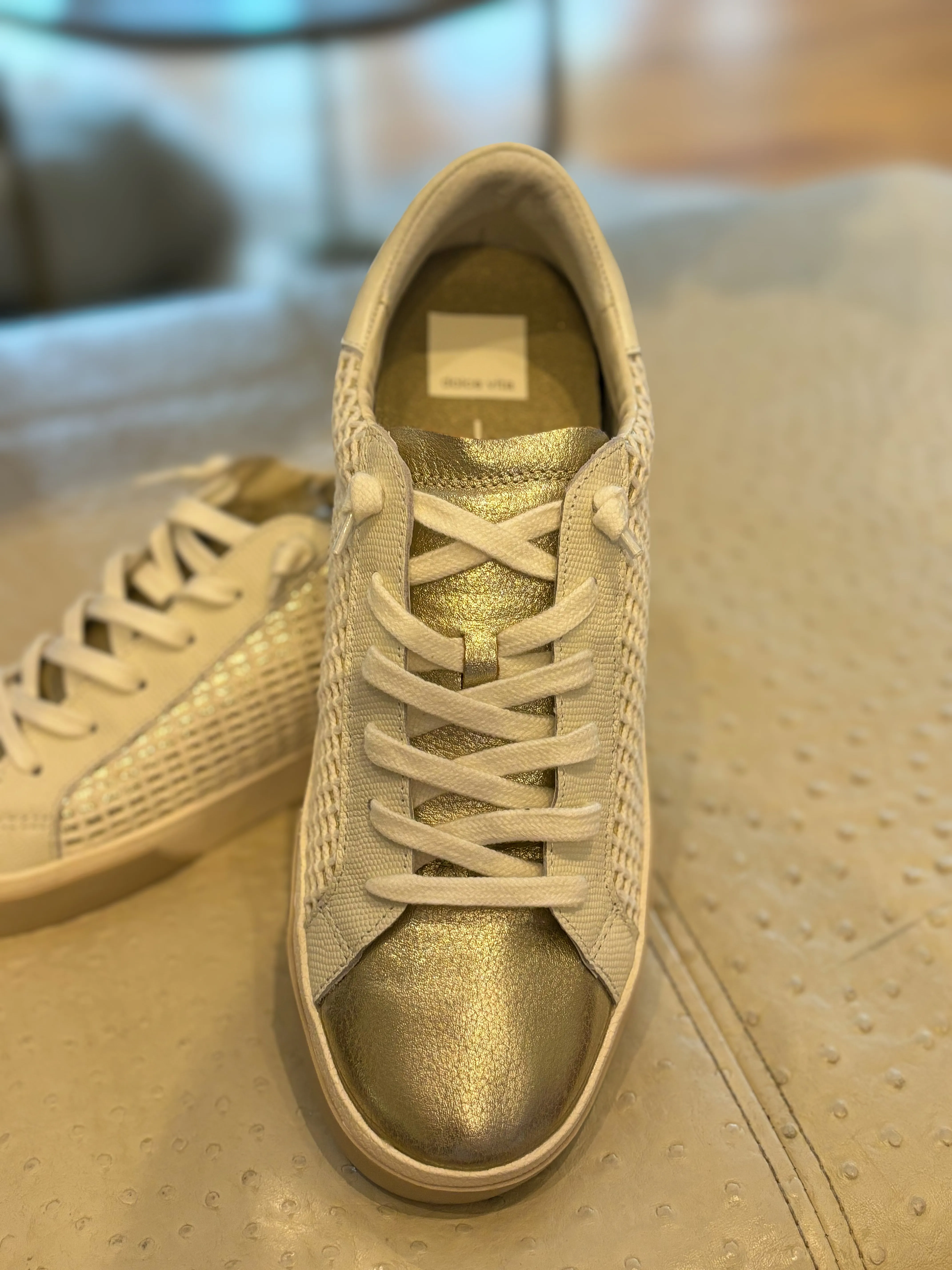 Zina Sneakers - Bone/Gold Woven