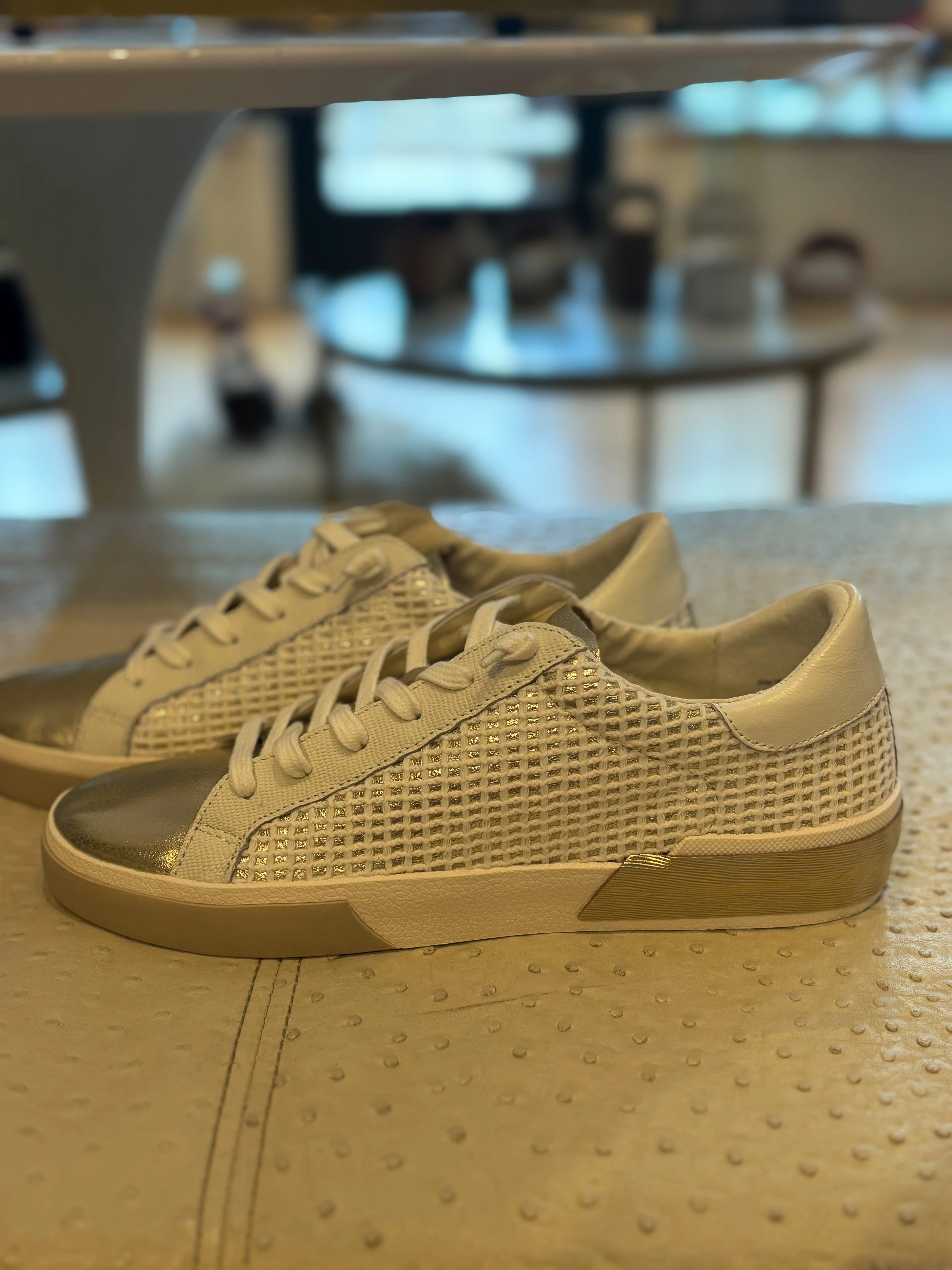 Zina Sneakers - Bone/Gold Woven
